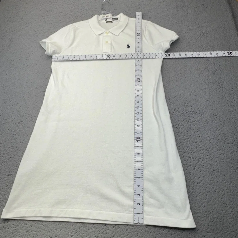 Polo Ralph Lauren Dress Womens Medium White Shirt Dress Polo Short Sleeve Cotton